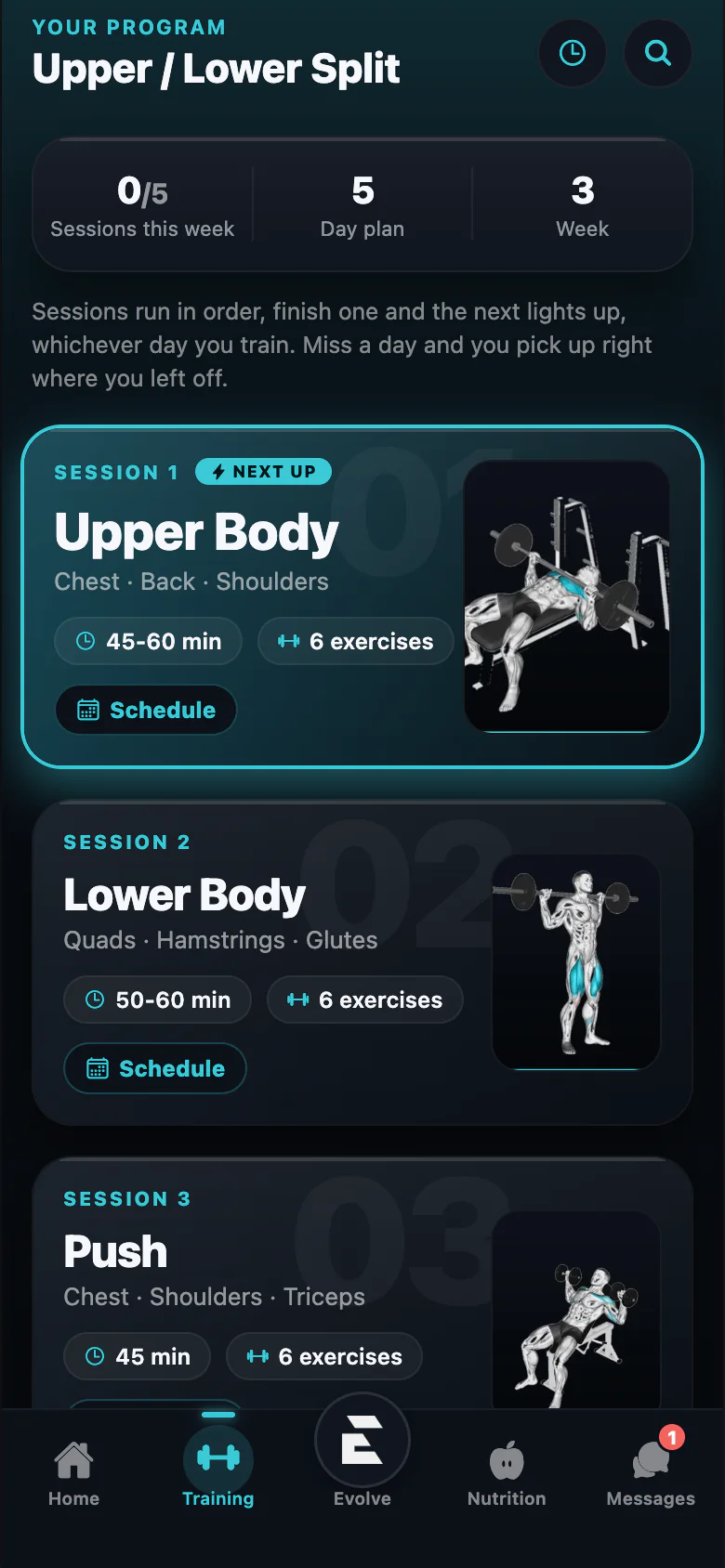 Evolve app training program